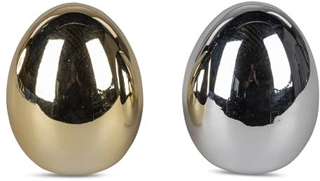 Dekoeier Osterei Festival Silber oder Gold 12cm 1 von 2 Varianten - Ostereier frühling osterdekoration ostergeschenke (Silberfarben) (golfarben)