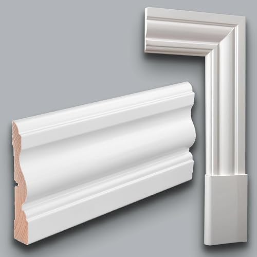 Mostrina e Battiscopa PREMIUM in legno MASSELLO mod. VITTORIANO 91x15 laccato bianco liscio (prezzo al metro)