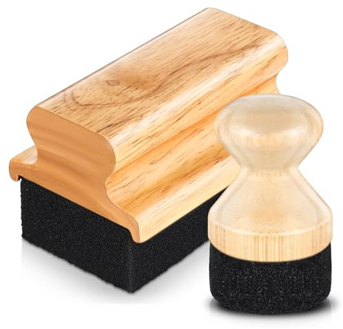 Qinyoung 2 Pcs Cutting Board Oil Wax Applicator Butcher Block Mineral Oil Brush Wooden Bamboo Cutting Board Mineral Oil with Handle for Wood Surfaces Restoring Butcher Blocks(Classic,Sponge)