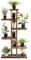 GOPLUS Pflanzenregal Holz, Blumentreppe 6 Ebenen, mehrstöckiges Blumenregal, Blumenständer Pflanzenständer für Garten, Balkon, Terrasse, Wohnzimmer (75 x 25 x 140 cm)