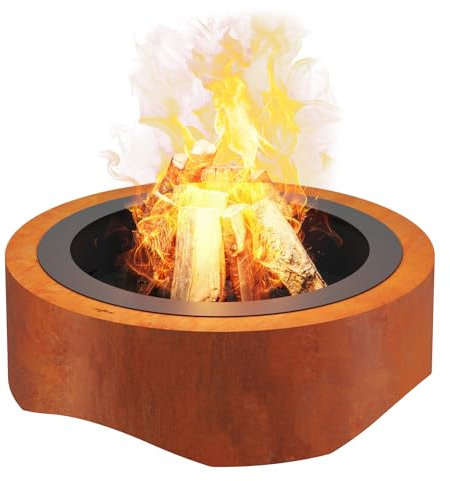 OutFire Braciere da Giardino Ø 100 cm, CORTEN 1000 ROUND, Bracere da Esterno, Braciere per Giardino, Balcone, Terrazza, Campeggio. Realizzato in Acciaio Corten di Alta Qualità