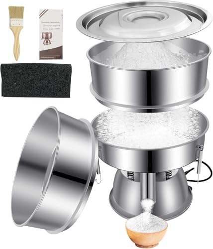 Sidasu - Automatic Vibrating Sieve Stirrer - 40 Mesh + 60 Mesh Flour Sieve, 110V 55W Electric Sifter Machine for Flour, Herb Powder