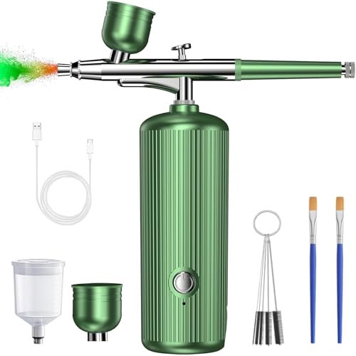 Kit aérographe avec compresseur, pistolet à air rechargeable sans fil non obstruant pour ongles, peinture, tatouage, maquillage, peinture, décoration de gâteau, aérographe haute pression avec buse de