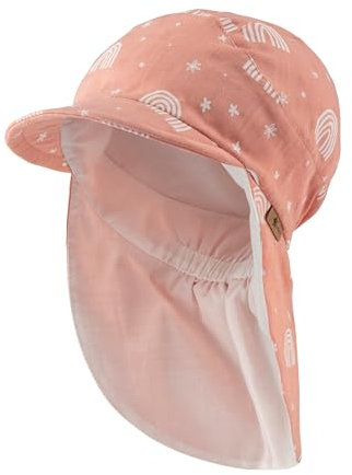 Sterntaler Schirmmütze Nacken Regenbogen - Mädchen Sommer Mütze mit Allover Print - Baby- und Kinder Sonnenhut mit Nackenschutz - Futter aus Batist (Bio) - Kopfbedeckung - lichtbraun, Größe 55