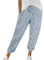 CGGMVCG Leinenhose für Damen, elastische Taille, gestreift, Freizeithose, lockere Baumwolle und bauchfreie Hose für Damen, lässiger Sommer, hellblau, XXX-Large
