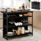 TANGZON 2 in 1 Kitchen Island, Industrial 4-Tier Bar Table with Storage Shelves, Wine Rack, Glass Holders & Footrests, Metal Frame Counter Home Bar Unit Wine Cabinet (Black)