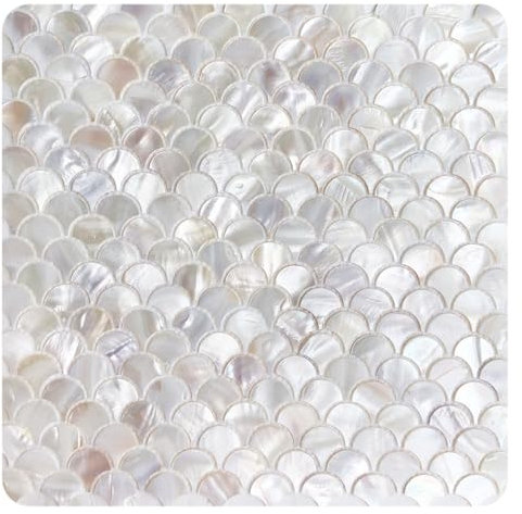 Yurosiay Tile Film, 3D Tile Stickers, 30 x 30 cm, Self-Adhesive Tiles, Fish Scale Shell Tiles, Beige Kitchen Splashback, Waterproof, Mosaic Kitchen Wall Stickers, #7, Pack of 6