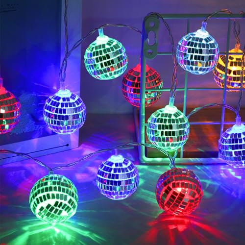 LED Discokugel Lichterkette,300cm 20LED Mini Disco Balls Ornaments,Disco Ball String Lights,Disco Spiegel Ball,LED Disco Ball String Lights