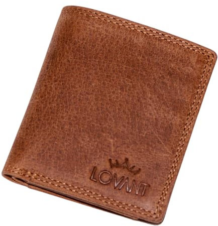 Leder Geldbörse Herren mit RFID Schutz I Portemonnaie Klein mit Münzfach I 9 Fächer I Echtleder Geldbeutel für Männer I 2 Geldscheinfächern I Slim Wallet mit Geschenkbox I Brieftasche Wallet braun