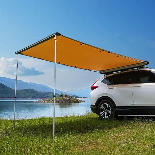 Vielseitige Automarkise für Camping, Fahrzeugmarkise, Aluminiummarkise, wasserdichte Fahrzeugplane, für SUV, Jeep, Van, Pickup, Faltbare Overland-Camper-Markise (1,4 x 2 m)