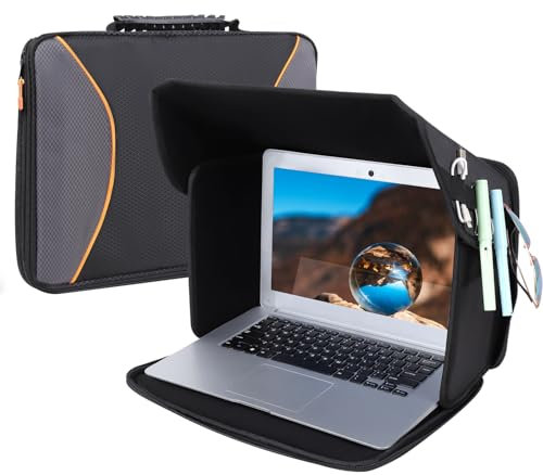 YUMTIM Laptop Sun Shade Laptops Sun Glare Shield Laptop Sunshade Bag for Working Outside Privacy Screen Hood Foldable Shield Cover 12-14'' (Patent Pending)