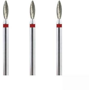 Natury Nails Set 3 unidades Fresa de Diamante flame para Torno de uñas de 2.3 mm Broca Manicura Rusa, Cutícula (Grano Fino)