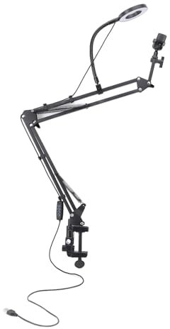Selfie -Ringlicht mit Telefonhalter, Flexibler Artikulierender Armständer, Overhead -Kamera -Halterung mit Ringlicht für Wimpernverlängerungen, Schönheitsbehandlungen,