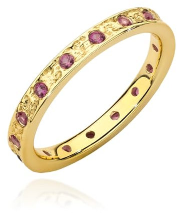 MARKO Ring 925 Silber Damen & Herren – 16 echte Rubine oder Saphire rundum gefasst | Goldringe Damen & Silberringe Herren | Freundschaftsringe | Geschenkbox (Gold und Rubin, 59 (18.8))