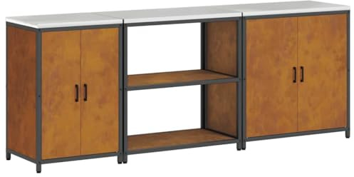 vidaXL Kitchen Cabinet Storage Rack for Garage - Industrial Style Rectangular Powder Coated with Adjustable Shelves - Modern Loft Utility Furniture