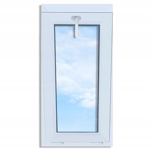 LORAC | Finestra in PVC bianca, 800x1000 mm, finestra standard con vetro doppio, a risparmio energetico, finestra per cantina con certificazione CE, ideale per ambienti domestici e cantine