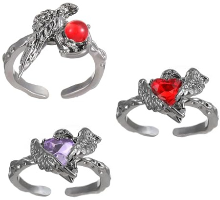 Sweeaau Gothic Crow inspirierte Ringe mit verstellbarem, offenem Band, elegant für Komfort und vielseitige Schichtung, verstellbare Öffnung