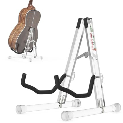 DIDA A Frame Gitarrenständer Boden, Acryl Transparent Gitarrenständer für Akustikgitarre, E-Gitarre, Cello, Gitarrenhalter, Einzelgitarrenständer (Merry Christmas, Akustikgitarre)