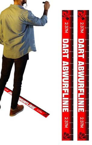 2 Stück Dart-Throw-Linie – 56 x 5 cm Anti-Slip DRT Dart Toe Ligneer mit selbstklebender Halterung, langlebiger Bodenaufkleber für die präzise Konfiguration des Bretts, Marker zu Hause – Verwendung von