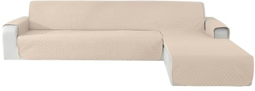 CYCMACO Universal Sofabezug L Form rutschfest 3 Sitzer, Beige | Couch Überzug L Form Mit Armlehne Rutschfest, Ecksofa Bezug Rechts/Links Universal Für Hund Katze