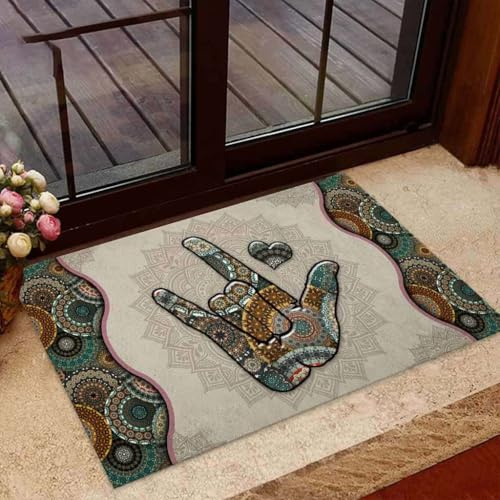 Door Mat I Love You Hand Sign - American Sign Language Doormat