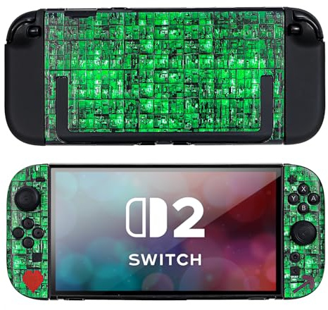 DLseego Coque pour Switch 2,Verte Dur Mince Housse de Protection avec 2 Poignées de Cover et 4 Capuchons de Poignée de Pouce