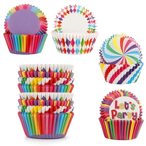 400 Stück Muffinförmchen Papier,Regenbogen Deko Muffinform Backbecher,Papier Muffins Backförmchen,Verlauf Design Muffinpapier,Für Backen,Dessert,Party,Geburtstag,Hochzeit