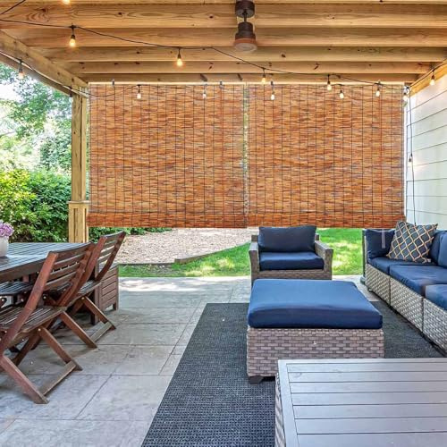 YYDPSHH Natur Bambusrollo Outdoor Wetterfest Bambus Sichtschutz Sonnenschutz Rollos 50 80 100 140 150 160cm Raffrollo Mit Hebevorrichtung für Terrasse/Garten/Tür/Küche (W150xH200cm)