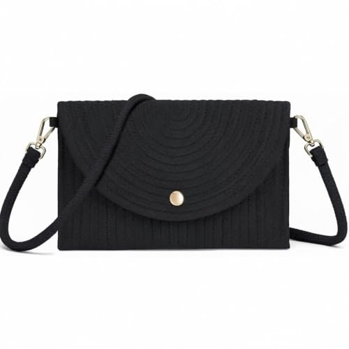 Woodland Leathers Crossbody Woven Straw Crossbody Bag for Women with Daisy Detail, Summer Beach Clutch Shoulder Bag, Lightweight Envelope Purse with Detachable Strap Womens Bag