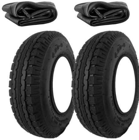 Ecovelo 2 Pneus 4.00-8 + Chambres Pneus Renforcés 4 PR Pour Roues Chariot Annexe Remorque Bateau Remorque