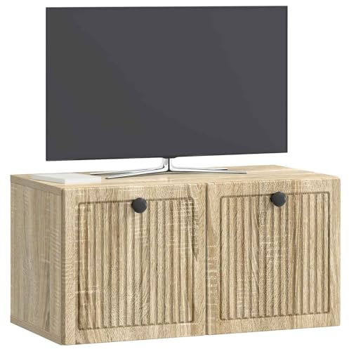 vidaXL Wandmontierter TV-Schrank Sonoma-Eiche 59,5 x 31 x 30 cm, Moderner Wohnraum, rechteckiger TV-Schrank, viel Stauraum, Wandmontage, kompakter Organizer fürs Zuhause