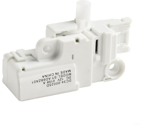 Waschmaschinentürverriegelung DC34-00025D kompatibel mit für Samsung WW90K74150OX WW90K74150SC Ersatzteil Türschloss Weiß Kunststoff einfache Montage zuverlässige Verriegelung für