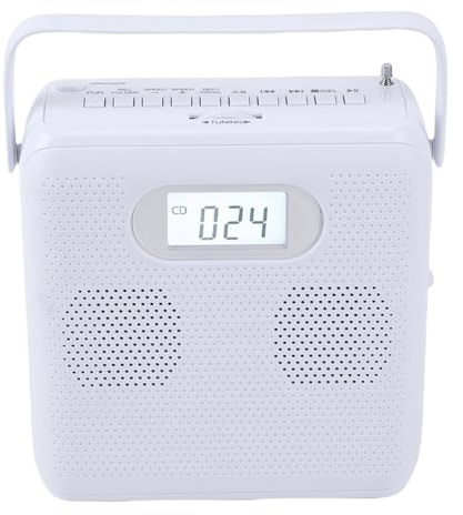 Sxhlseller Tragbarer CD-Player mit Bluetooth und FM-Transmitter, HiFi-Doppellautsprecher, USB-Stromversorgung, Kompaktes Griffdesign für CD-Sammler, Besitzer Alter Autos, Wohnheime, Mieter,