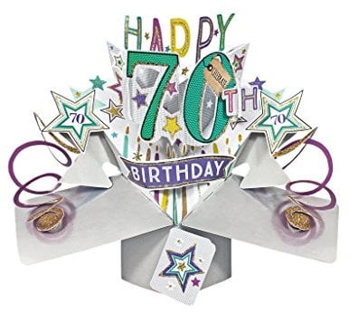 Happy 70th Birthday-Grußkarte Original Second Nature 3D Pop up Karten