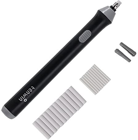 Elektrischer Radiergummi, batteriebetriebener Radiergummi-Kit mit 22pcs zusätzlichen austauschbaren Gummis für Künstler, automatischer tragbarer Bleistift-Radiergummi zum Skizzieren (schwarz)