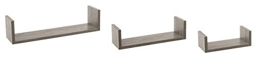 5 five simply smart 3 wandregale fixy in Grauer eichenoptik - Wandregal Rand Eiche grau X3, MDF, S: B. 22 x T. 10 x H. 7 cm M: B. 32 x T. 10 x H. 8.5 cm L: B. 42 x T. 10 x H. 10 cm