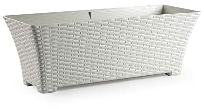 Plastic Forte Jardinera Rattan 60,5x22x21,2 cm Marfil