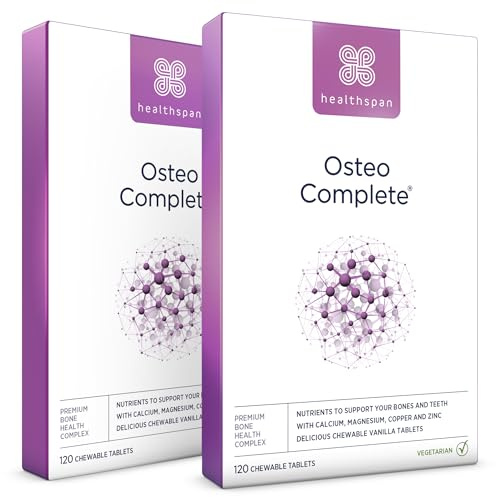 Healthspan Osteo Complete Bone Support | 240 Vanilla Chewable Tablets | Bone, Teeth & Muscle Health | with Vitamin D3, Zinc, Calcium, Magnesium, Boron & Copper | Vegetarian