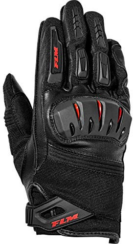 FLM Sports Leder-/Textilhandschuh 3.0 - Sommer - Kurze Stulpe - Knöchelhartschale - Ziegenleder &