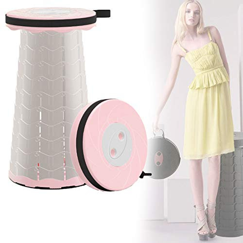 Tragbarer Klapphocker Faltbar, Campinghocker Klappbar Leicht Stabil Höhenverstellbar für Outdoor-aktivitäten Camping Angeln Wandern Reisen Grillen, Max 150 Kg Belastbar, Leicht zu Tragen,Rosa