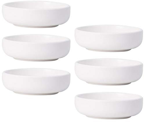 HEMOTON 6 Stück Dipschalen Set Sojasauce Schälchen Keramik Dip Schalen Set Einfache Art Soja Dip Sauce Gerichte Gewürzplatten Mehrzweck Porzellan Beilage Schüssel Weiß