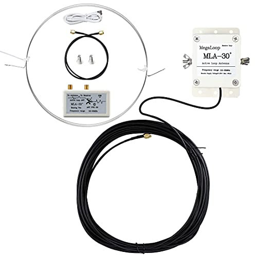 MLA-30+ Loop Antenna, 100kHz-30MHz Active Receiving Antenna,MLA-30 Plus Loop Antenna for HA SDR Short Medium Wave Radio, with 10m Feeder,Built-in Low Noise Amplifier,for Rooftop,Balcony
