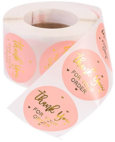 MILISTEN 1 Rolle „Thank You“ Aufkleber mit Aufschrift „Thank You“, runde Aufkleber, Hochzeitsaufkleber, selbstklebende Etiketten für Blumensträuße, Hochzeitsgrußkarten (Pink)