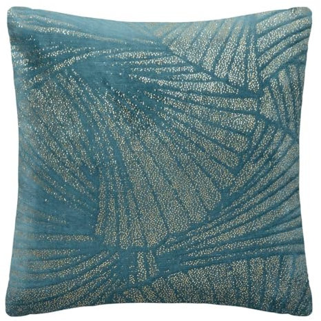 Atmosphera - Kissen - Flanell - blaugrün und goldfarben - 40x40cm - Blaugrün