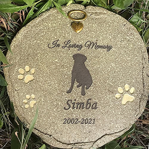 CUDMORERBE Gravierter Haustier-Gedenkstein, personalisierter Haustier-Grabstein, Gartenstein, für drinnen und draußen, Hund oder Katze für Garten, Hinterhof, Grabstein