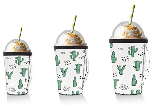 Cactus Illustration - Funda de neopreno con asa para tazas de café y té (24 onzas)