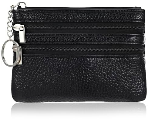 Aucuu Petit Porte-Monnaie Cuir Femme, Mini Porte Monnaie Cuir Mini Petit Portefeuille avec Porte-clés et 3 Compartiments, Coin Purse Wallet pour Femme Homme Enfant Fille Garcon