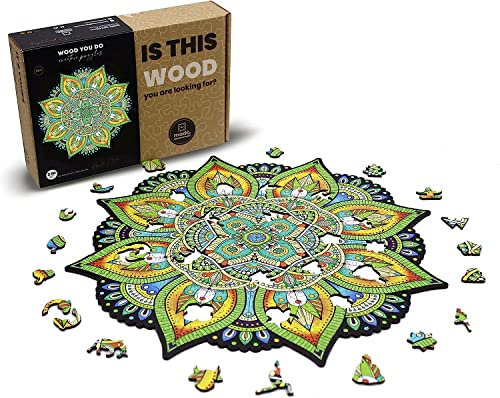 WOOD YOU DO Holzpuzzle mit Mandala-Motiv Harmony Mandala Holzpuzzle Erwachsene Wooden Puzzle Puzzles für Erwachsene Geschenk für Erwachsene, 450 Teile, 37x37cm (Mandala, A2, XXL)