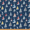 Segelboot Polsterstoff von The Yard Nautisch Ozean Thema Dekostoff für Polster und Heimwerkerprojekte Marine Meer Adventure Wasserdicht Draussen Stoff Marineblau 460x150cm