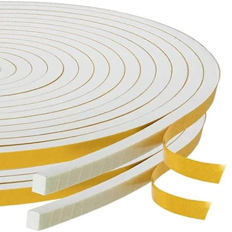 Dichtungsband Selbstklebend für Türen Fensterdichtung 6mm(B) x 6mm(D)/10m(L) Schaumstoff Klebeband Gummidichtung Gegen Kalte Zugluft/Anti-Kollision/Schalldichter/Wasserdichter/Staubdicht Weiß